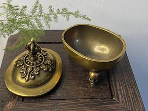 เตาเผากำยานทรงโดมทองเหลืองโบราณทำมือแบบดั้งเดิม ของตกแต่งวัด ของขวัญ - Product Image 3