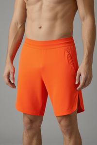 Shorts de sport pour homme en polyester respirant, couleur orange, pour l'été - Product Image 1