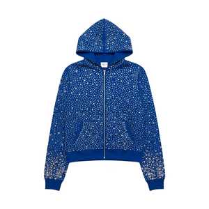 เสื้อฮู้ดดี้โอเวอร์ไซส์แบบยูนิเซ็กซ์ ประดับเพชร แต่งลายวิบวับ สไตล์สตรีทแวร์ สำหรับฤดูใบไม้ร่วงและฤดูหนาว พร้อมโลโก้เงาๆ - Product Image 5