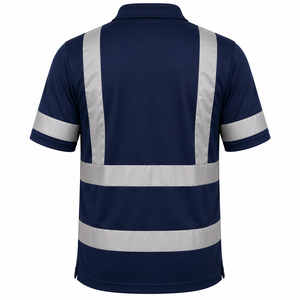 Camiseta Polo de Seguridad Reflectante de Alta Visibilidad Azul Marino para Hombre, Manga Corta, Uniforme de Trabajo para Todas las Temporadas, Uso en Guardia, Material de Poliéster - Product Image 2