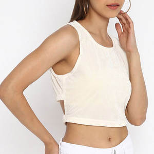 Top Corto Casual Básico Ajustado con Dobladillo Liso, Camiseta Corta Ligera sin Mangas para Días de Verano - Product Image 2