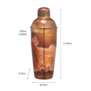 Rustic Distressed Copper Cocktail Shaker Featuring An Antique Patina Unique Vintage <b>Bar</b> <b>Tool</b> Crafted For Stylish Entertaining - Product Image 2