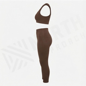 Conjunto Deportivo de Dos Piezas para Mujer, Talla Grande, Secado Rápido, Leggings Ajustados, Top Corto, Ropa de Gimnasio, Sin Costuras - Product Image 3