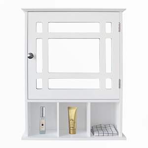Armoire de salle de bain à trois compartiments à porte unique-Blanc YJ avec livraison gratuite - Product Image 1