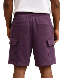 กางเกงขาสั้นคาร์โก้สีม่วงพลัมสำหรับผู้ชาย เอวยางยืด มีเชือกผูก สไตล์ลำลอง สตรีทแวร์ กระเป๋าหลายช่อง กางเกงขาสั้นฤดูร้อน รับทำโลโก้ตามสั่ง ผู้ผลิต OEM - Product Image 5