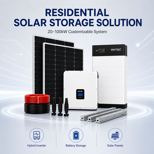 High Efficiency Solar Power Storage System with Hybrid Inverter Battery Backup for Residential and Commercial Use