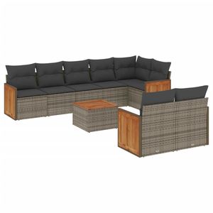 Dark Grey <b>Rattan</b> Garden <b>Sofa</b> Set With Cushions Outdoor Furniture Contemporary Design - Product Image 2