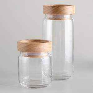 Frasco de vidrio con tapa de madera, contenedor de calidad premium para almacenar especias, hierbas, bocadillos y mantenerlos siempre frescos. - Product Image 1