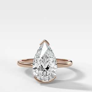 Bague de Fiançailles Solitaire Luxe en Or Massif 14K avec Diamant de Laboratoire Taille Poire 4 Carats, Demi-Sertie, pour Anniversaire et Mariage, Bande de 1,7 mm - Product Image 5