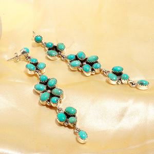 New Fashionable Best Quality Natural Turquoise Oval Shape Dangle <b>Earrings</b> Silver Plated Jewelry for Women Girls <b>Top</b> Sale - Product Image 2