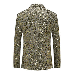 Blazer à Paillettes Homme Doré Argenté Coupe Slim Veste de Soirée Simple Boutonnage Bal de Promo Mariage Mode Étincelante - Product Image 4