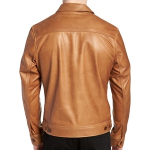 Blouson d'aviateur en cuir de vachette véritable orange court imprimé pour hommes Blouson d'aviateur à fermeture éclair et à épaules tombantes - Product Image 4