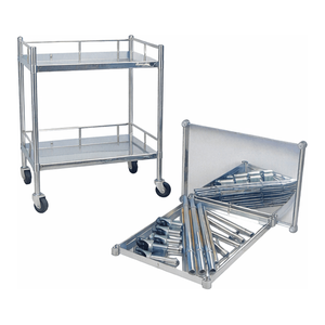 Carrito Médico de Acero Inoxidable de 2 Niveles con Barandillas de Seguridad para Transporte en Hospitales y Laboratorios - Product Image 1