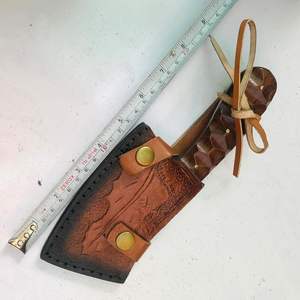 Cuchillo de Carnicero Artesanal Mini Cleaver de Hoja Fija, Resistente y Afilado, para Camping, con Borde Recto, de Acero con Alto Contenido de Carbono y Funda - Product Image 2