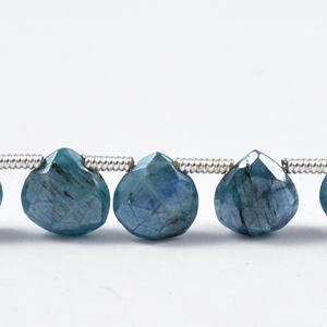 Cuentas en forma de corazón facetadas de cianita real con estilo, hebra de piedras preciosas naturales azules para joyería hermosa, alguien especial - Product Image 3