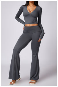 Conjunto de yoga de 2 piezas sin costuras para mujer, transpirable, de secado rápido, ajustado, para correr y hacer ejercicio, talla grande - Product Image 5