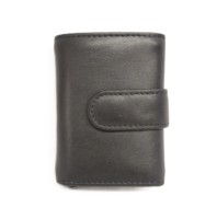 Dompet Kulit Sapi Tempat Kartu Identitas dengan Kancing Logam, Resleting Koin, Dompet Pria Lipat Tiga, RFID, Set Tag Bagasi dan Paspor