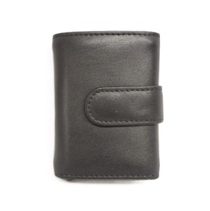 Cowhide Leather ID Card Sleeve Holder <b>Metal</b> Button Coin Zipper <b>Wallet</b> Mens Purses Tri Fold Short RFID Luggage Tag Passport Set - Product Image 1