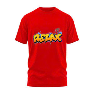 Camiseta Roja con Diseño Gráfico Personalizado Directo de Fábrica, Cuello Redondo Clásico, Algodón, Ropa Casual Cómoda para Streetwear - Product Image 3