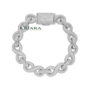 Pulsera de Cadena de Moissanita, Plata 925 con Baño de Rodio, Micro Pavé, Diseño de Eslabones de Lujo Unisex - Product Image 4