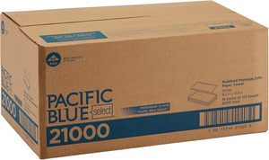 Serviettes en papier multicouches Pacific Blue Select Premium, blanches, largeur pliée 3,2 po, 125 serviettes/paquet, 16 paquets/caisse (21000) - Product Image 2