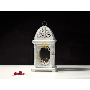 Lanterne de table décorative spéciale Ramadan, lanternes à bougies en métal multicolores avec éclairage floral design - Product Image 4