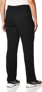 Pantalon de survêtement noir en molleton pour femme, coupe droite, taille élastique, longueur intégrale, uni, décontracté, hiver, polyester/coton - Product Image 3