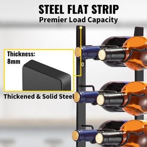 Porte-bouteilles mural vertical moderne en acier noir 12x2 avec porte-serviettes, porte-vin décoratif mural - Product Image 4