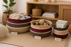 Hot Selling High Quality Handmade Woven Seagrass Eco-Friendly <b>Plant</b> <b>Basket</b> Handles Indoor Belly <b>Basket</b> <b>for</b> Clothing Storage - Product Image 5