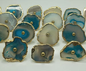 Boutons en pierre d'agate semi-précieuse polie à la main de luxe coloré poignées d'armoire en cristal uniques pour meubles en pierre naturelle - Product Image 2