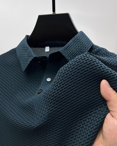 Custom Men’s Jacquard Waffle <b>Polo</b> Shirt Breathable Ice Silk Knit <b>Polo</b> Short Sleeve Business Casual Tee Anti-Wrinkle High Elastic - Product Image 4