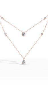 สร้อยคอเพชรรูปไข่ทรงลูกแพร์เพาะเลี้ยงในห้องปฏิบัติการ เงินแท้ 925 ไม่มีสี VVS สำหรับงานแต่งงาน งานฉลองครบรอบ สร้อยคอผู้หญิงแบบเรียงชั้น ดีไซน์ละเอียดอ่อน - Product Image 4