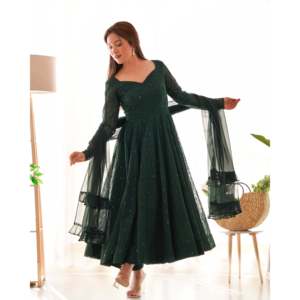 Designer Anarkali Gown with Pent and Dupatta Modest Wedding Party Wear - Product Image 5