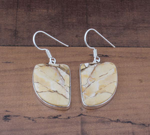 ต่างหูพลอยแจสเปอร์ธรรมชาติ ชุบเงินแท้ 925 ต่างหูห้อยหินบำบัด ทำด้วยมือ หรูหรา สไตล์ธรรมชาติ เหมาะสำหรับงานแต่งงาน - Product Image 1