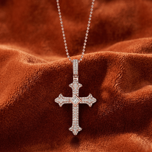 Colgante de Cruz de Moissanita Oro Rosa con Incrustaciones, Collar Estilo Hip Hop, Joyería de Lujo con Aspecto de Diamante, Regalo para Hombres y Mujeres - Product Image 1