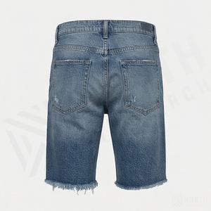 กางเกงยีนส์ขาสั้นทรงหลวมสไตล์สตรีทแวร์สำหรับผู้ชาย ผลิตตามสั่ง ล้างสีแบบแอซิดวอช ทรงโอเวอร์ไซส์ ผ้าเดนิม ใส่สบายๆ - Product Image 2