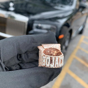 Customizable Hip Hop Cluster <b>Ring</b> 925 Sterling Silver Rhodium Plated Pave Setting Moissanite for Women and <b>Men</b> Unisex for Gifts - Product Image 2