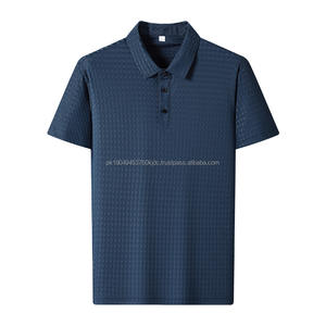 Polo de manga corta informal de negocios para hombre, tela de lona cómoda, patrón sólido, piel fría avanzada - Product Image 2