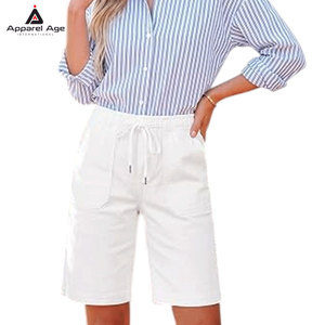 Pantalones Cortos de Mezclilla para Mujer, Diseño Nuevo, Casuales, para Verano, con Cordón Ajustable, al por Mayor - Product Image 4