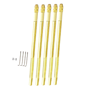 Juego de agujas de ventilación con mango de latón, 4 tamaños, agujas de gancho de acero, herramientas profesionales para la elaboración de pelucas de encaje y postizos frontales. - Product Image 1
