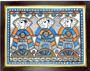 Pintura Folclórica de Bihar Hecha a Mano en 3D, Arte Colorido de Madhubani para Decoración del Hogar - Product Image 1