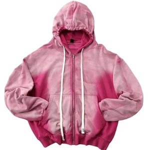 Sweat-shirts à capuche pour hommes avec fermeture éclair, style décontracté, lavage à l'acide, service personnalisé OEM/ODM, sweat-shirts à capuche surdimensionnés pour hommes, épaules tombantes, fermeture éclair - Product Image 3