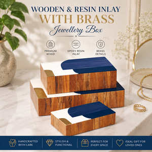 Wooden Resin Inlay Jewelery Box Brass Detail Decorative Storage <b>Case</b> for Gift and <b>Vanity</b> Display Storage Box Decorative Wooden - Product Image 1