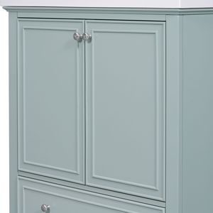 Mobile Bagno Multifunzionale da 30 Pollici con Lavabo Integrato, Struttura Solida in MDF Verde, con Ante e Cassetti - Product Image 3