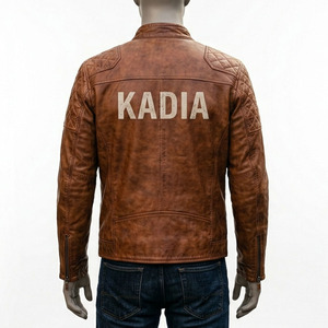 Chaqueta de Motociclista Marrón Vintage de la Marca KADIA para Hombre, Chaquetas de Cuero Genuino de Alta Calidad para Hombre, para Moda y Estilo Urbano - Product Image 3