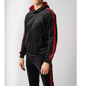 Ensemble de survêtement d'hiver pour homme en velours avec fermeture éclair, personnalisé, coupe ample, sweat à capuche et pantalon de jogging, doublure polaire respirante et écologique - Product Image 1