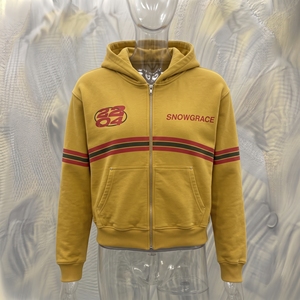 Sweat-shirt à capuche jaune pour homme Snowgrace, design rayé, coton French Terry, vêtement décontracté pour l'automne - Product Image 3