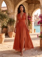 Robe longue unie sans manches à col en V profond, style bohème, en rayonne respirante, coupe ample, taille naturelle, pour l'été, les fêtes, les occasions décontractées et les vacances