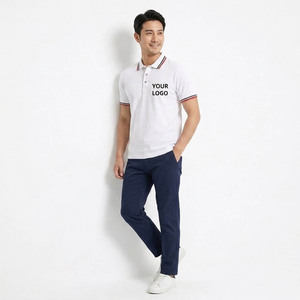 Polo de Algodón Blanco para Hombre, Manga Corta, Color Sólido, Transpirable, Tela Oxford, Logotipo Frontal, Estilo Casual - Product Image 6