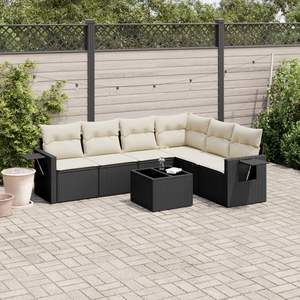Conjunto de Sofás Modulares Grandes de Ratán Sintético Negro para Jardín, Elegante Colección de Muebles para Exteriores - Product Image 1